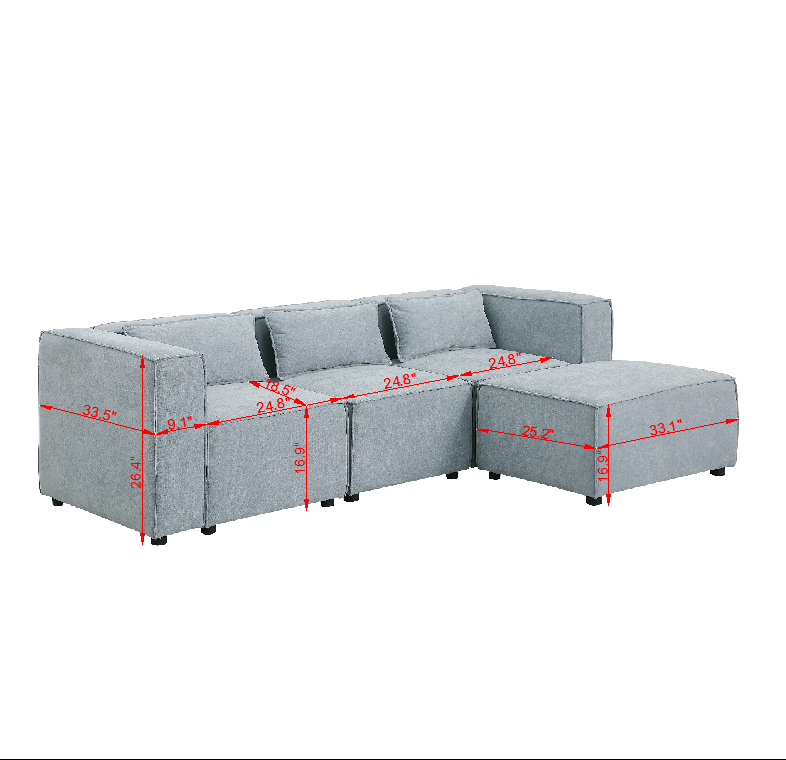 Modular Sofa Grayish Blue Chenille Fabric, Simple And Grand, The Seat And Back Is Very Soft. This Is Also A Knock Down Sofa Grayish Blue Chenille 4 Seat