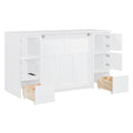 Twin Size Murphy Bed With Drawers, Cabinets And Usb Ports,White Twin White Mdf Lvl