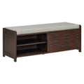 Distressed Shutter Storage Bench With Acacia Veneer For Retro Charm For Living Room, Entryway Espresso Espresso Mdf