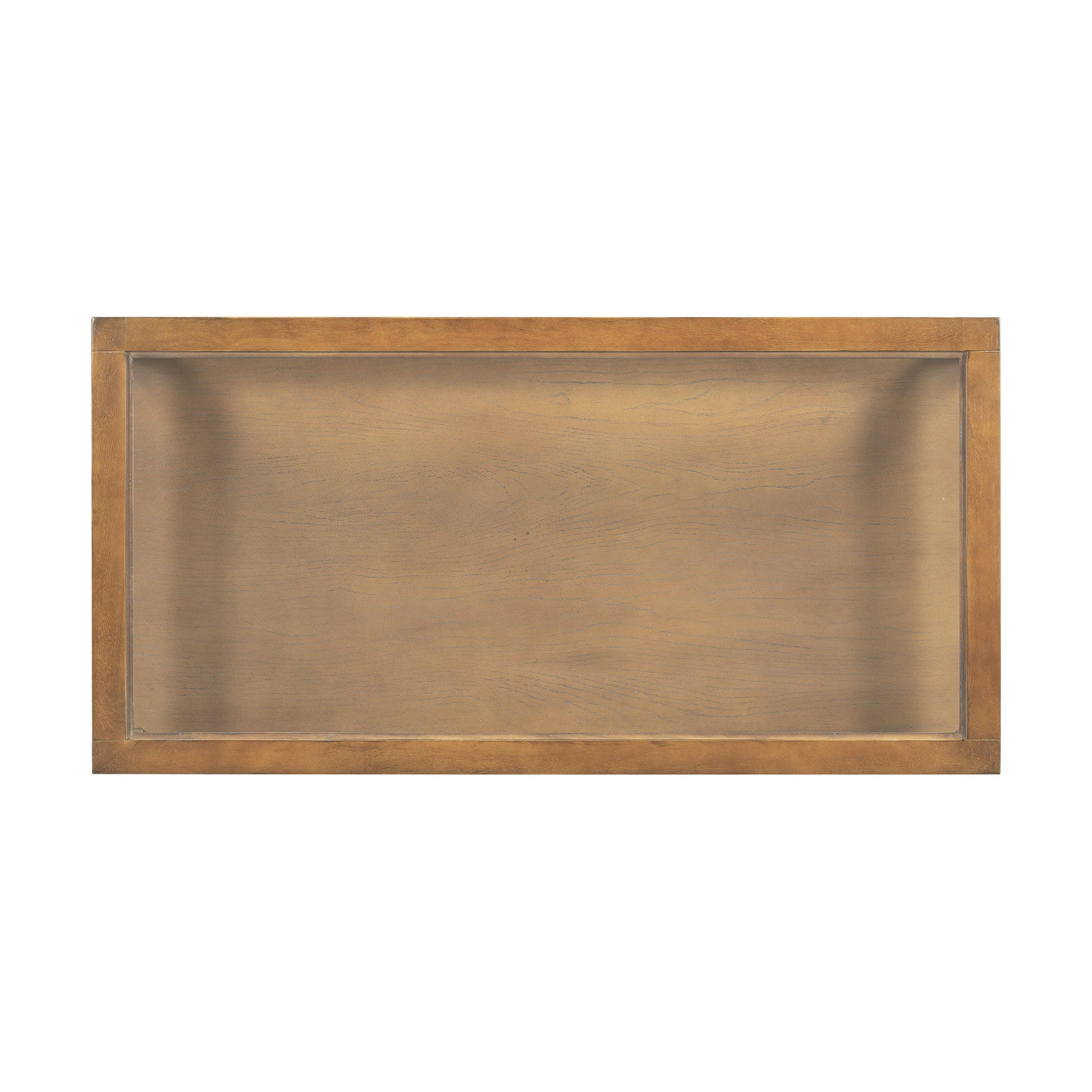 Modern Wood Coffee Table With 2 Drawers ,Minimalist Display Coffee Table With Transparent Tempered Glass, Open Storage Shelf For Living Room Brown Solid Wood Mdf