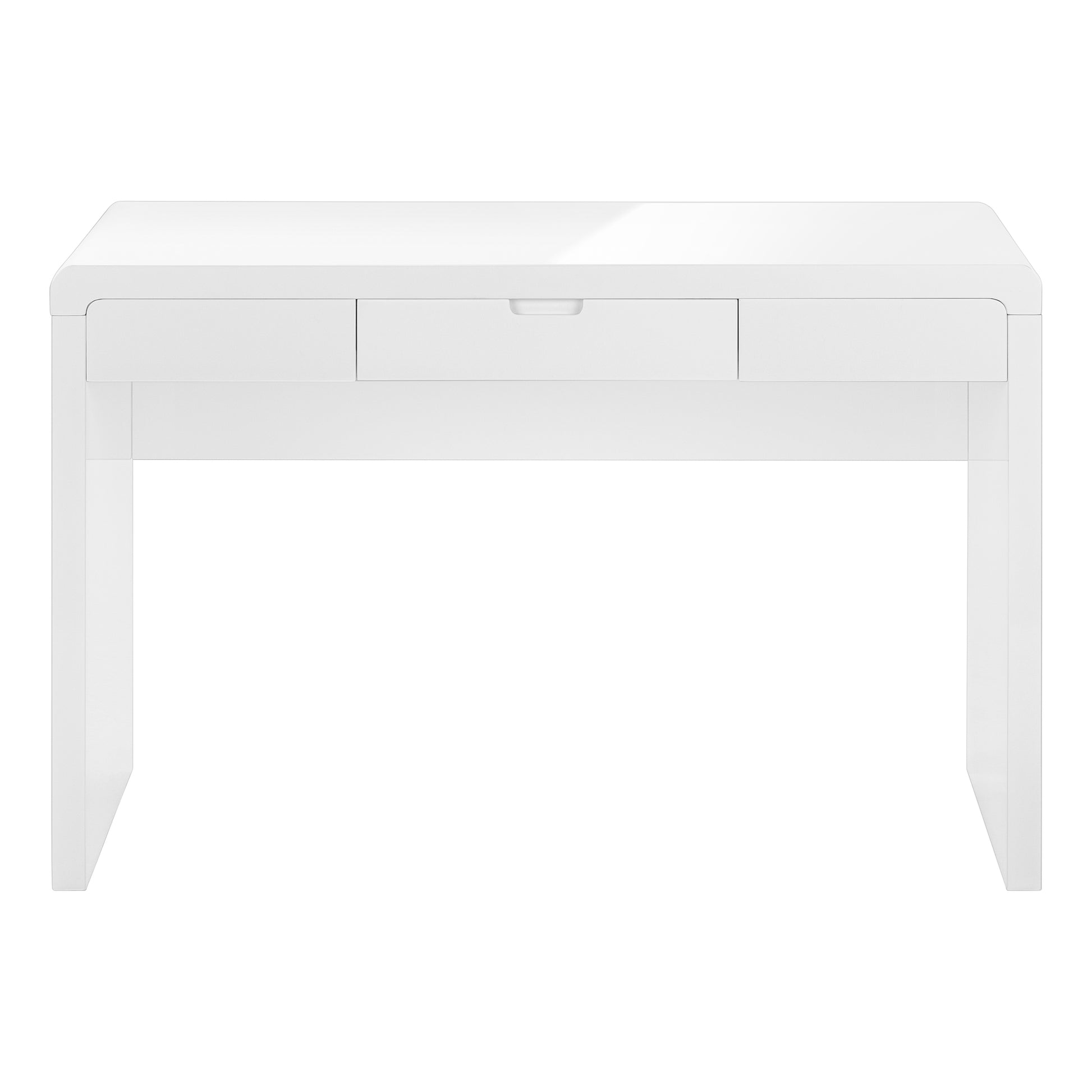 Computer Desk, Home Office, Laptop, Storage Drawers, 48"L, Work, Glossy White Laminate, Contemporary, Modern White Mdf