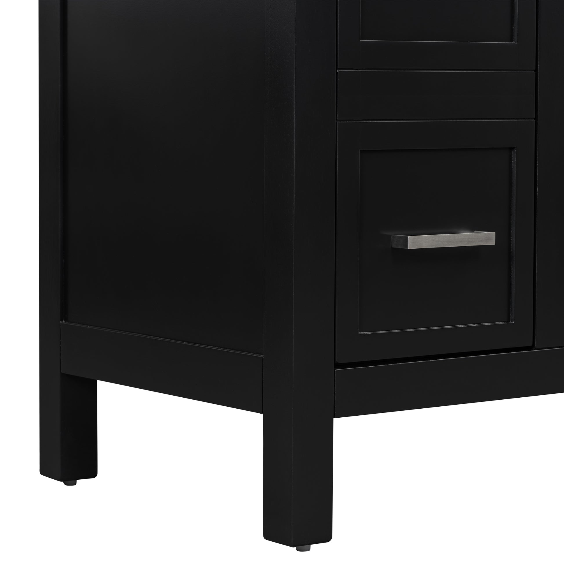 36" Bathroom Vanity Cabinet With Resin Integrated Sink 4 Drawers, 2 Doors Black Bathroom Solid Wood Mdf Resin