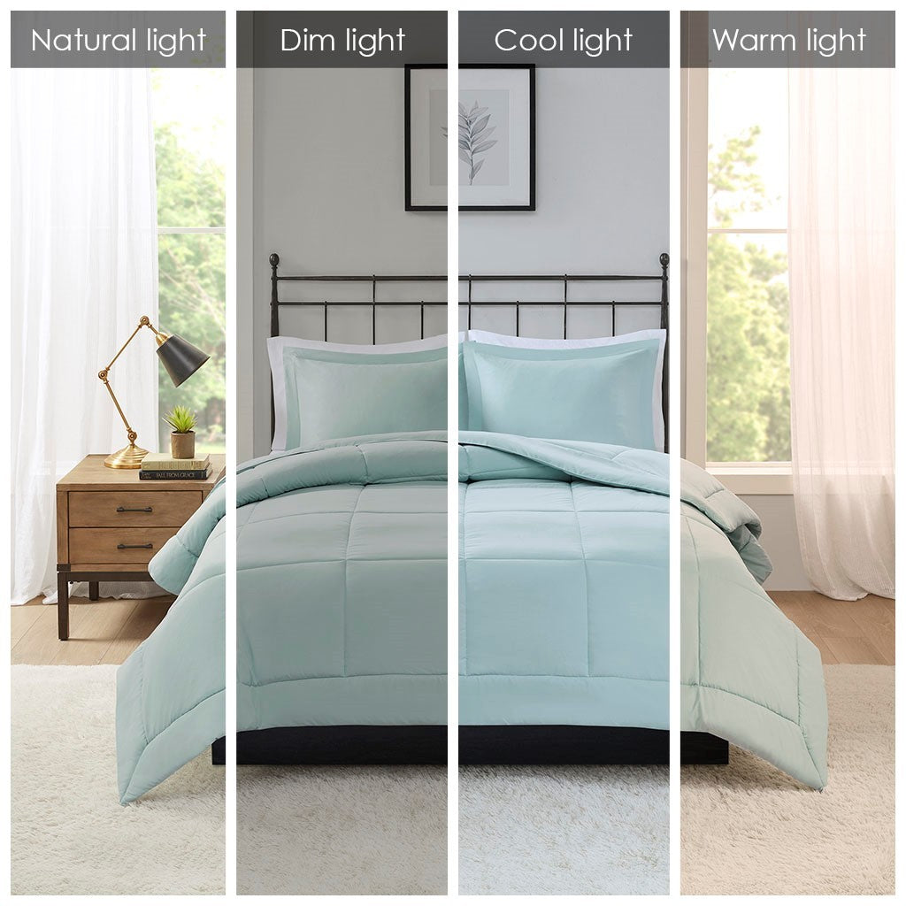 Microcell Down Alternative Comforter Mini Set King Blue Microfiber