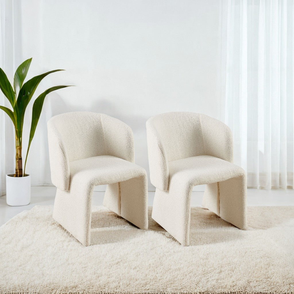 Modern Accent Chair White Single Sofa Chair,Upholstered Side Chair Teddy Comfy Chair For Dining Room Bedroom Living Room Reception Off White 2Pc Off White Primary Living Space Modern Set Of 2 Teddy