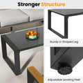 Coffee Table Powder Coated Aluminum And Glass Lightweight Table Versatile Use Rectangular Gray Gray Aluminium
