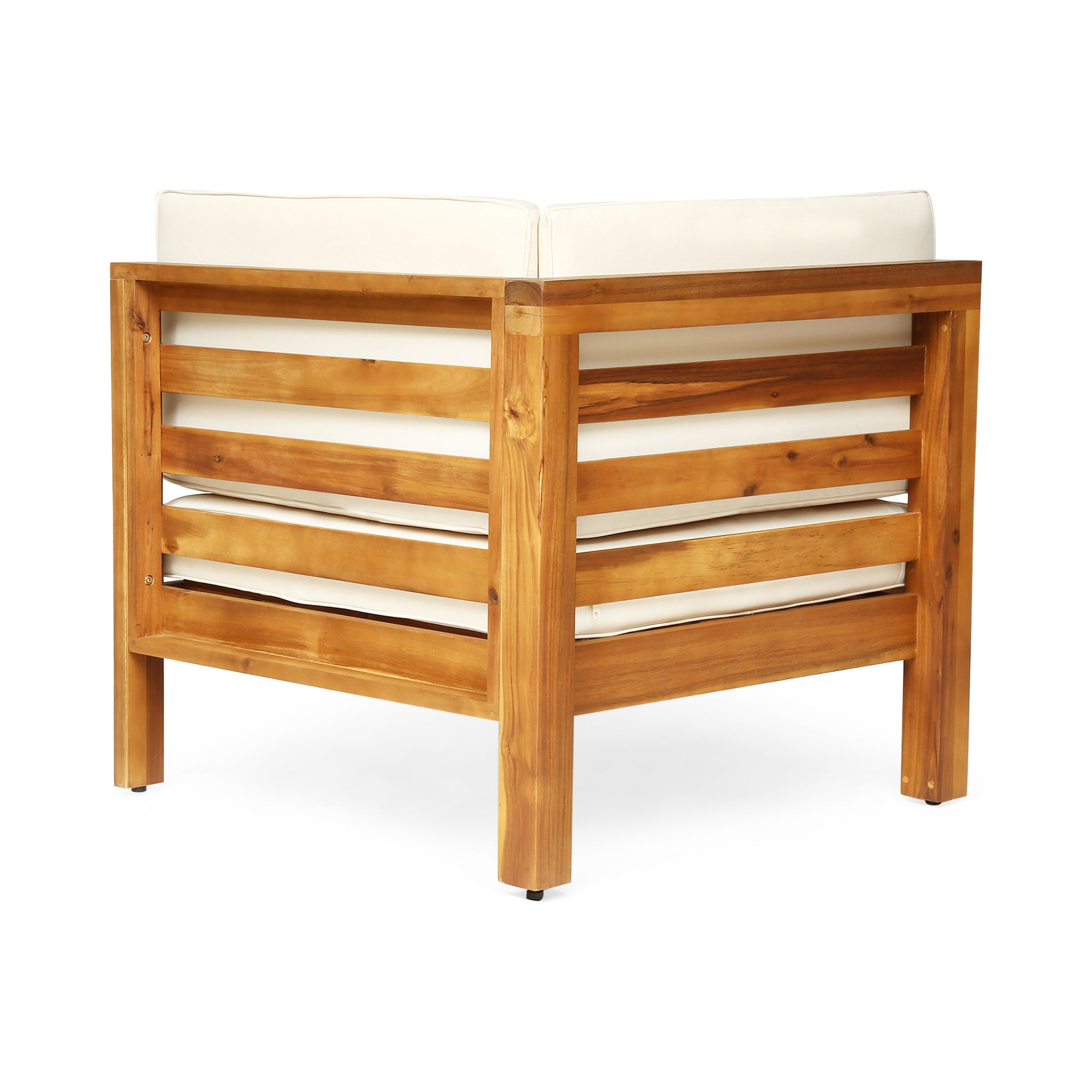 Oana Corner Chair Table, Beige Beige Acacia Wood