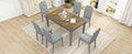 7 Piece Farmhouse Dining Set Classic Rustic Table And 6 High Back Design Chairs For Dining Room, Kitchen Brown Gray Brown Gray Solid Wood Mdf