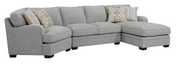 Berza Gray Right Side Facing Chaise Sectional Gray Foam Engineered Wood 4 Seat