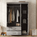 3 Door Mirror Wardrobe With Shelves, Gray Gray Plywood