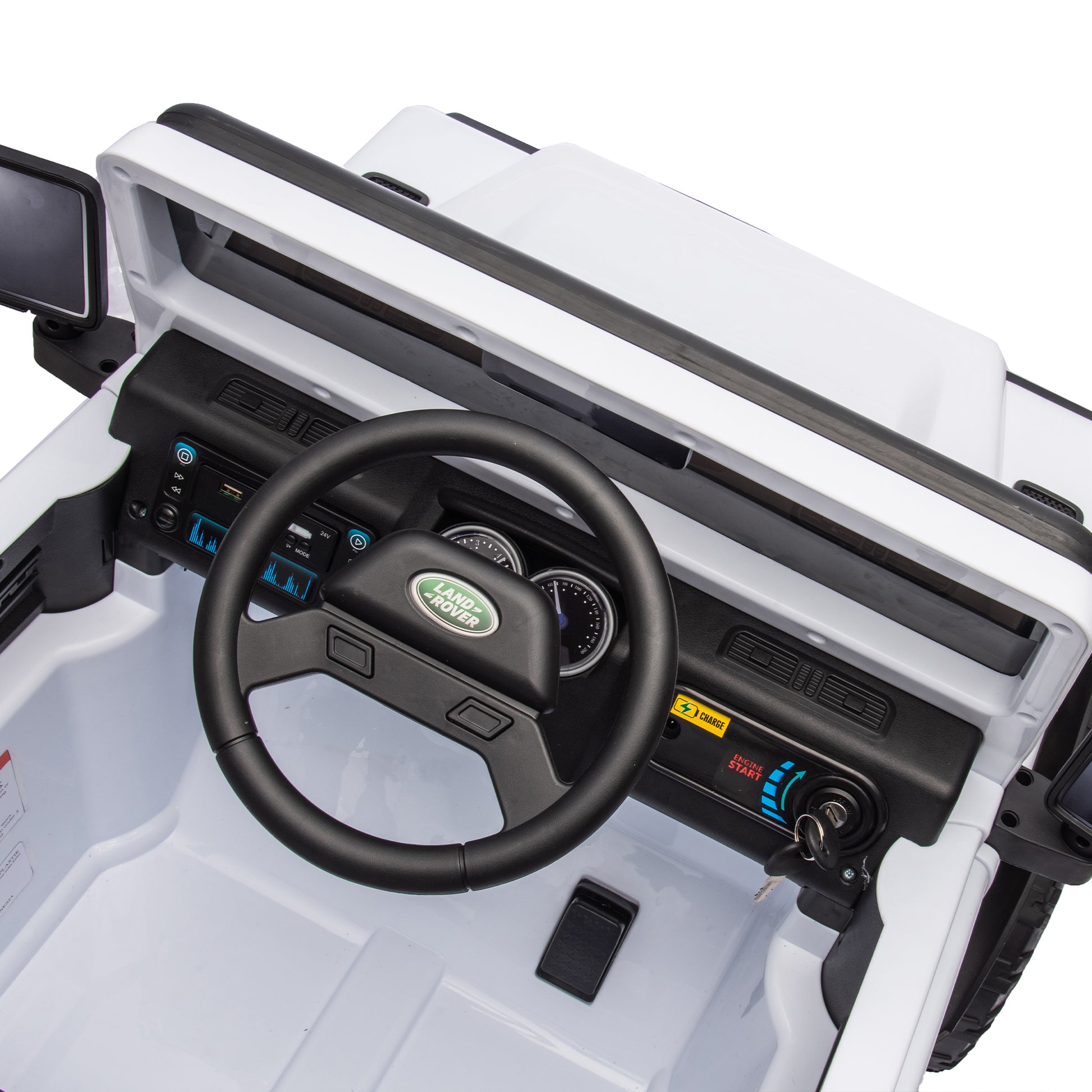 Licensed Land Rover Defender Volta 5008 24V Kids Ride On Car W Parents Control,2Wd,Four Wheel Suspension,Bluetooth,Mp3,Music,Adjustable Volume,Power Display,Led Lights,Speeds 1.86 3.11Mph For Kids 3 7 White Polypropylene