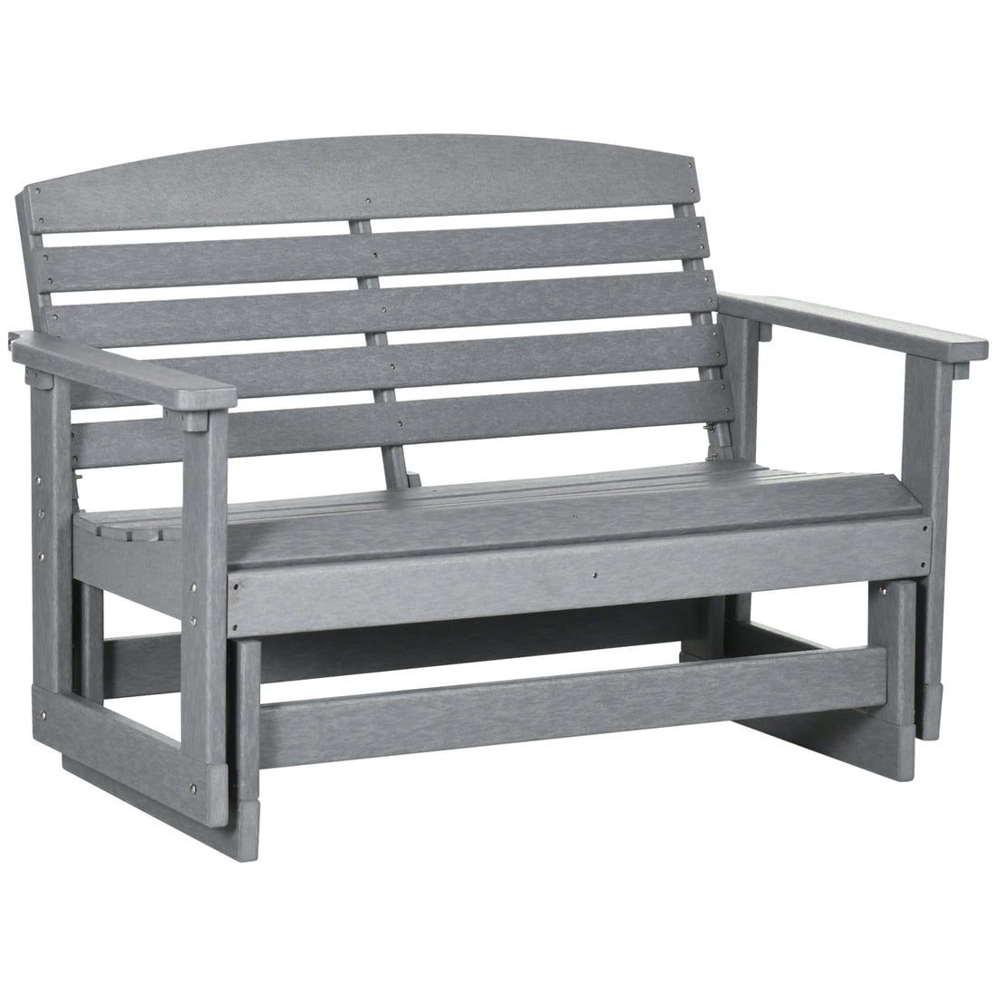 Outsunny 2 Person Outdoor Glider Bench Patio Double Swing Rocking Chair Loveseat W Slatted Hdpe Frame For Backyard Garden Porch, Light Gray Gray Hdpe