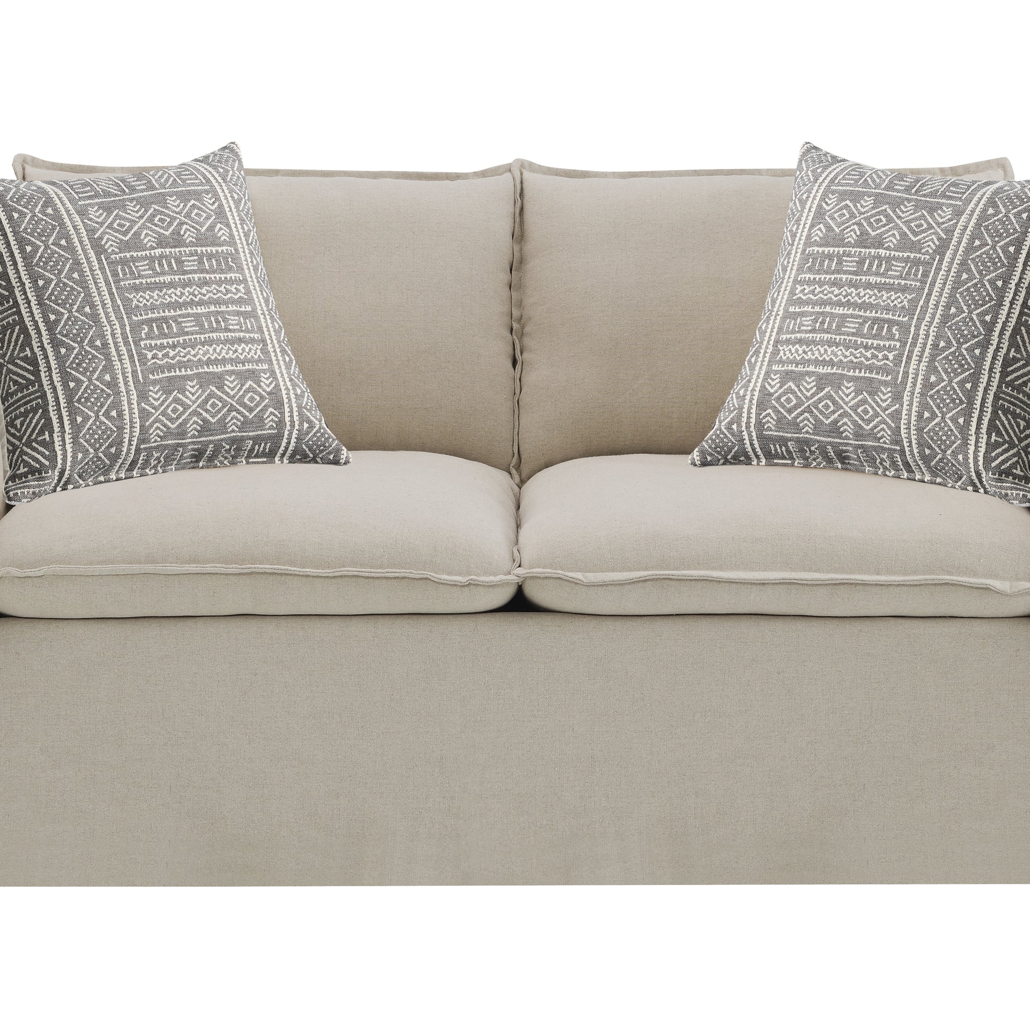 Upendo Loveseat W 2 Pillows, Beige Linen Beige Linen