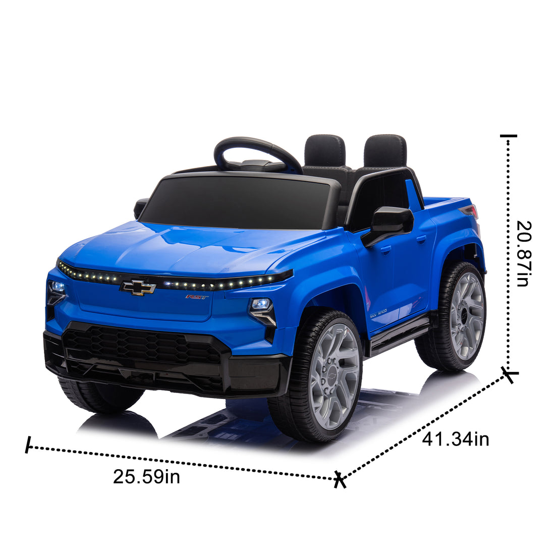 12V Kids Ride On Car W Parents Control,Licensed Chevrolet Silverado,Four Wheel Suspension,Led Lights,Bluetooth,Music,Usb,Mp3,Power Display,Speeds 1.86 3.11Mph For Kids Aged 2 5. Blue Plastic