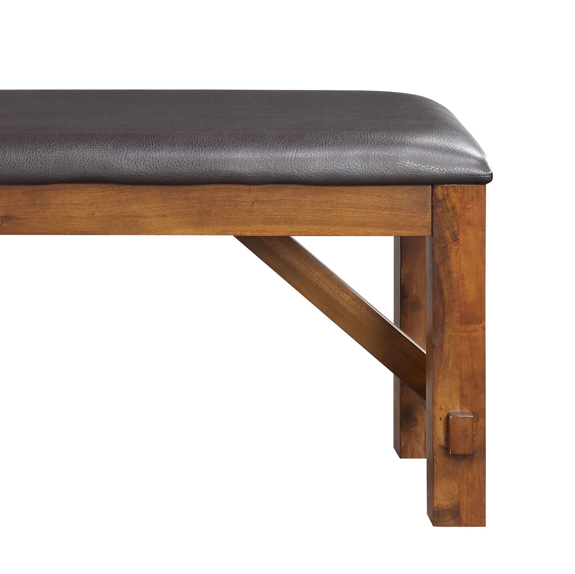 Espresso And Walnut Bench With Padded Seat Solid Espresso Dining Room Foam Rectangular 1 Faux Leather