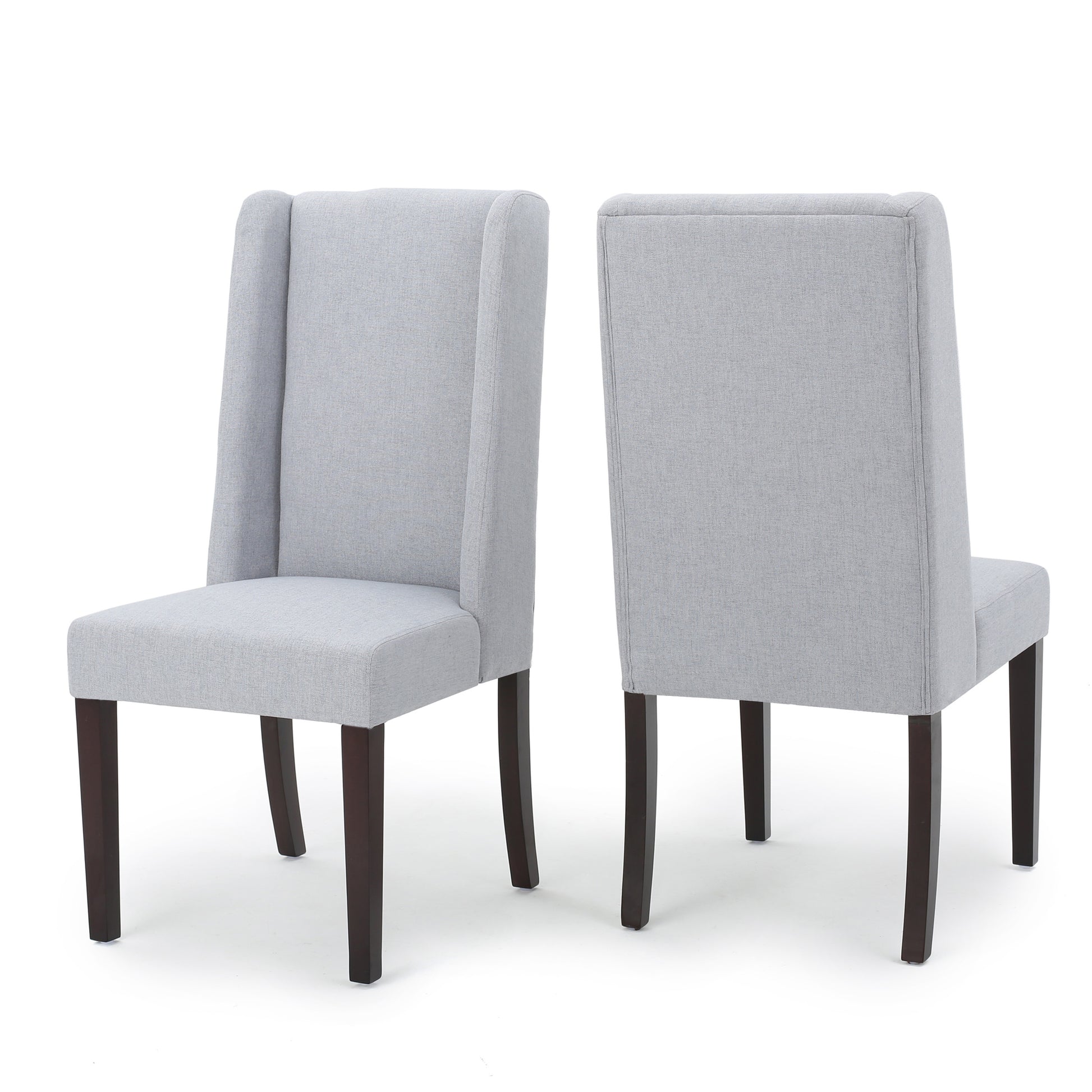 Dining Chair Set Of 2 Light Grey Fabric