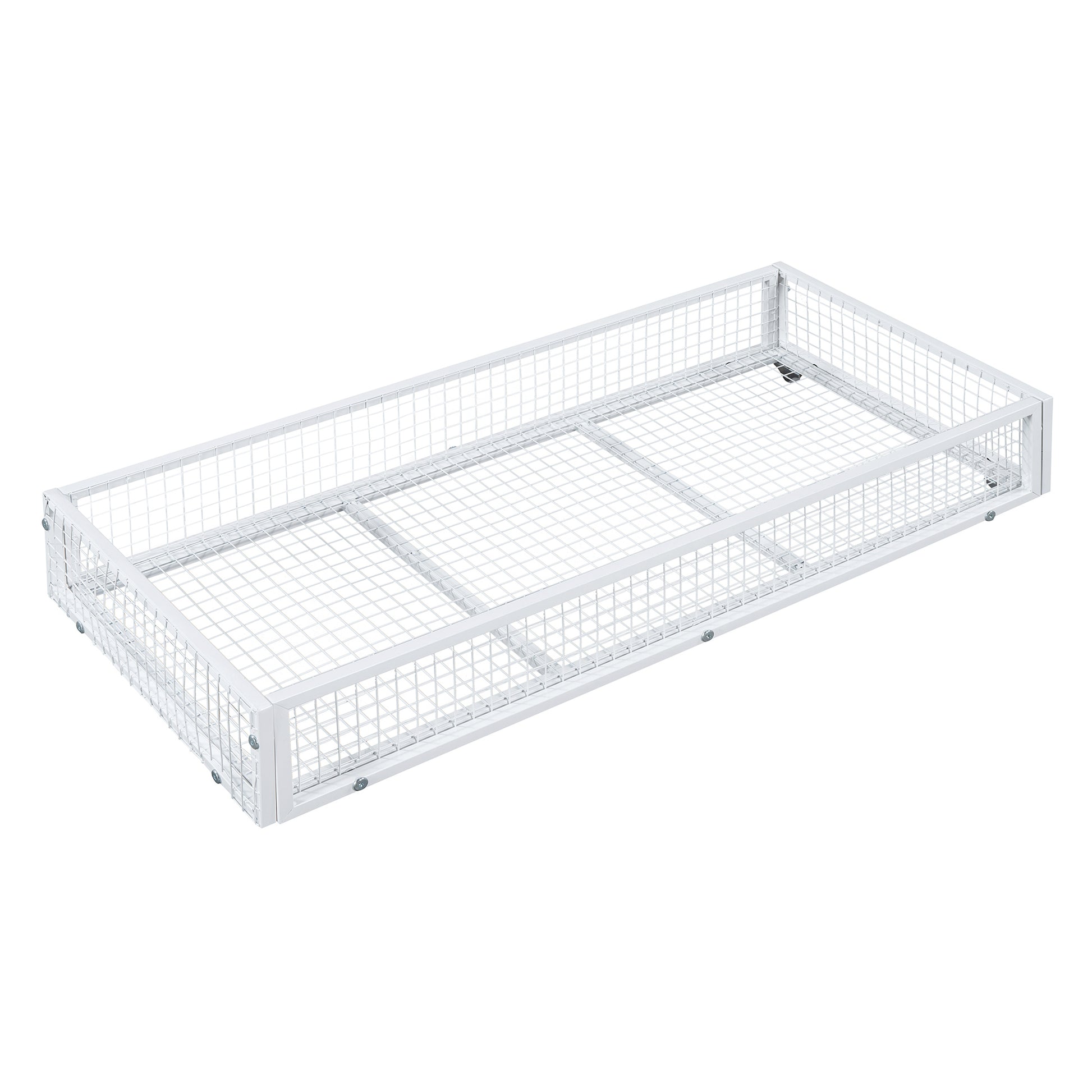 Twin Size Metal Platform Bed With Two Drawers,House Shaped Headboard Design, White Twin White Metal