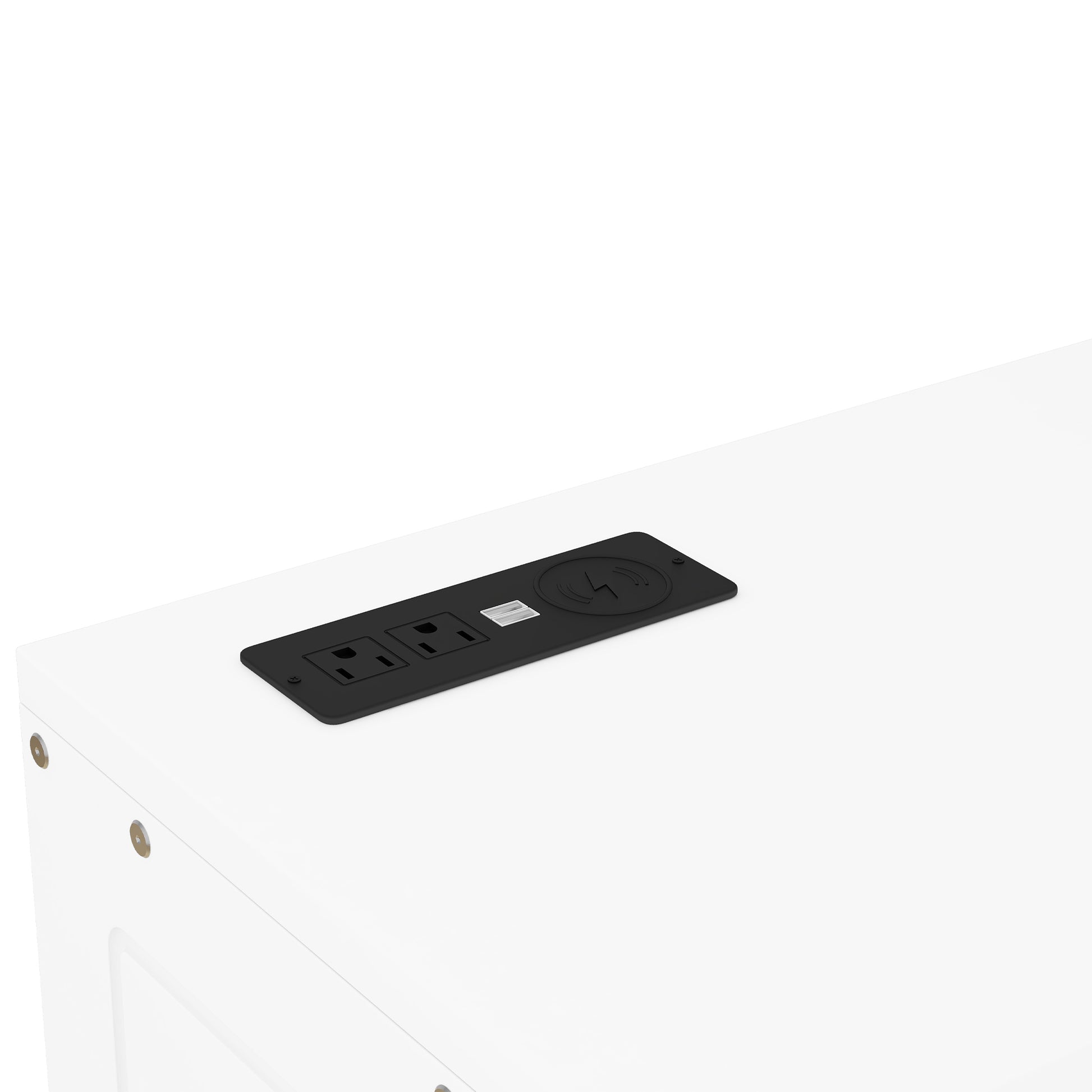 Full Size Murphy Bed With Shelves, Cabinets And Usb Ports,White White Mdf Lvl
