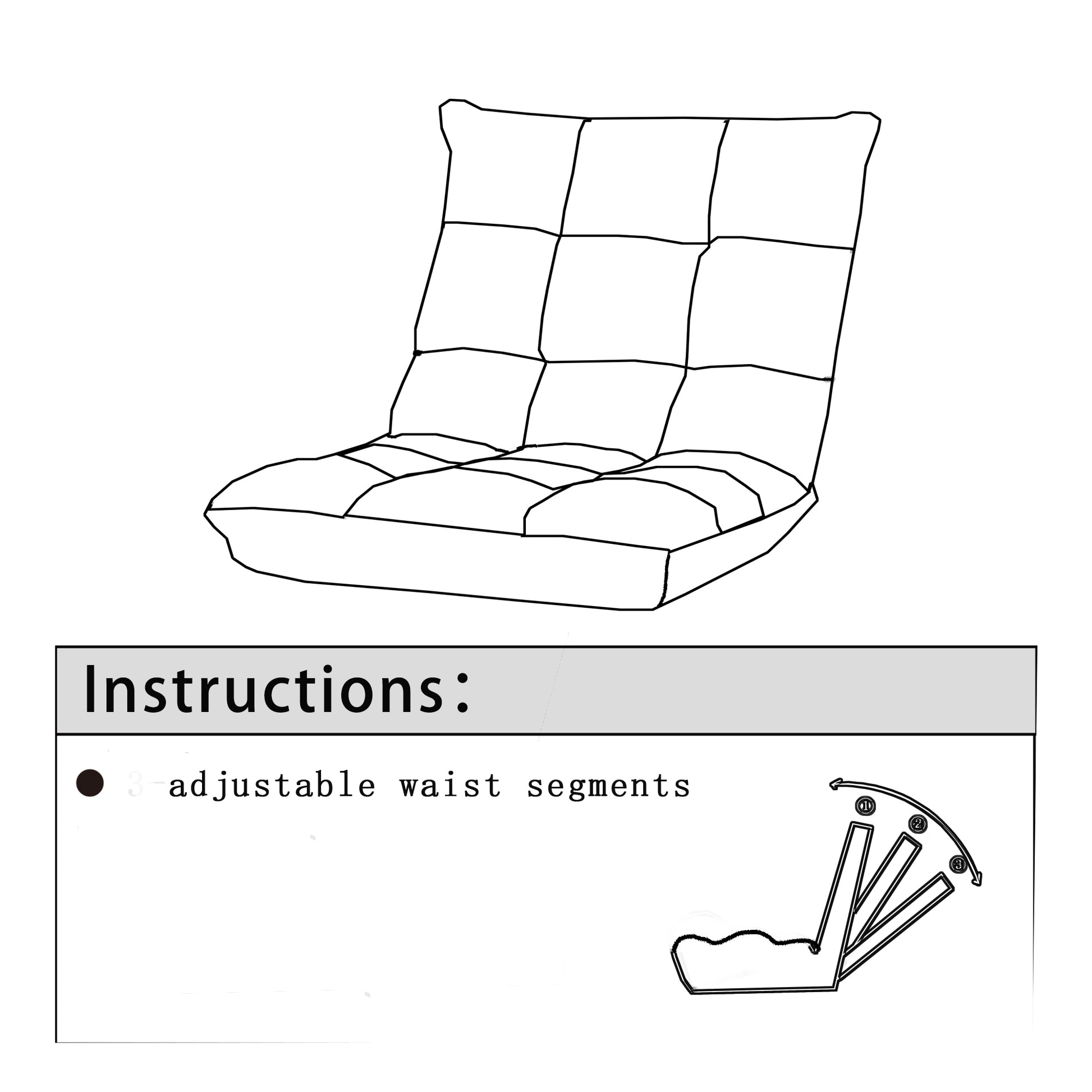 Modern Folding Lounge Chaise For Living Room And Bedroom,5 Reclining Position, Djustable Foldable Modern Leisure Sofa Video Gaming Sofa Navy Cotton Metal