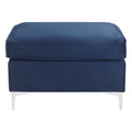 Blue Rectangle Ottoman Blue Primary Living Space Solid Blue Pine Rectangle Fabric Metal