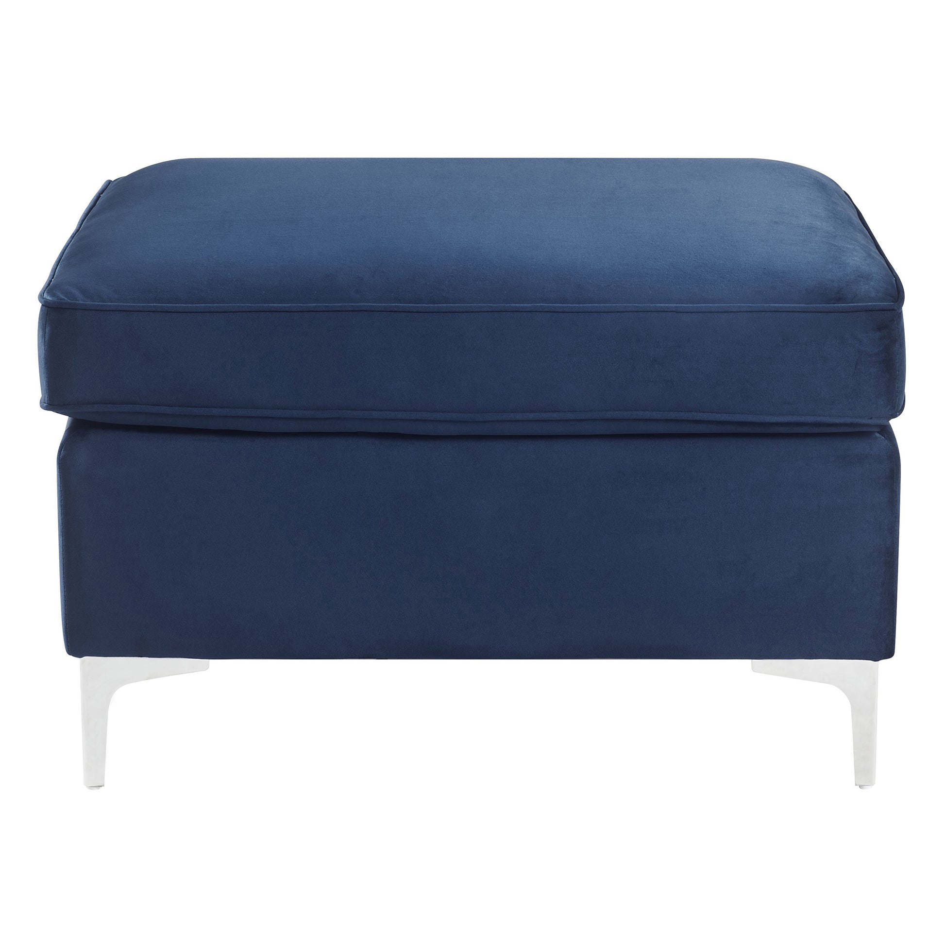 Blue Rectangle Ottoman Blue Primary Living Space Solid Blue Pine Rectangle Fabric Metal