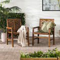 Modern 2 Piece Chevron Patio Chairs Dark Brown Dark Brown Acacia Wood