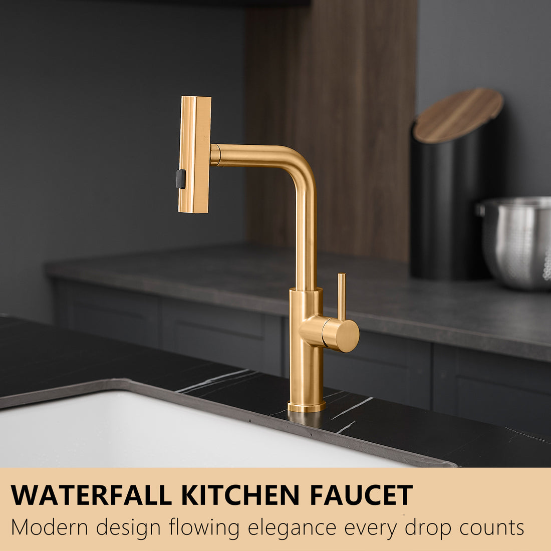 Kitchen Sink Faucet, Nickel Gold Kitchen Faucets With Pull Out Sprayer, Bar Faucet Single Hole Faucet Brushed Gold Kitchen Classic,Contemporary,Modern Ceramic Stainless Steel