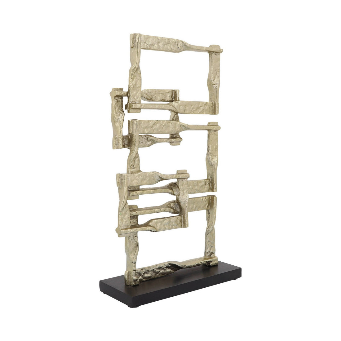 Jodie 23 Inch Metal Modern Accent Decor, Stacked Squares, Block Base, Gold Gold Wood Metal
