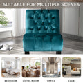 Coolmore Modern Velvet Armless Accent Living Room Chair Leisure Chair,Upholstered Fabric Button Comfortable Chair With Wooden Legs For Bedroom, Living Room, Office Teal Velvet Teal Primary Living Space Foam Velvet