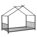 Twin Size Metal House Platform Bed, Black Box Spring Not Required Twin Black Metal Bedroom Bed Frame Metal