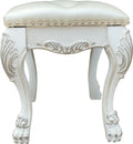 Champagne And Bone White Tufted Vanity Stool White Vanity Stools Bedroom Rectangular White Tufted Cushions Faux Leather