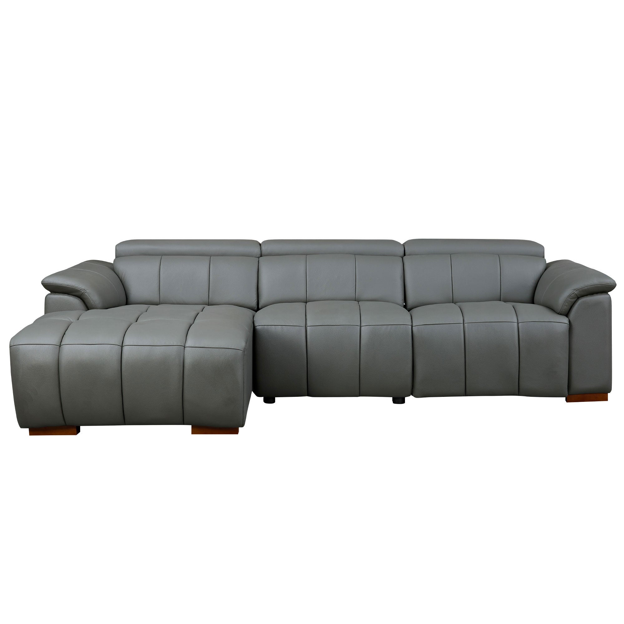 Wall Hugger Reclining Sofa Modern Electric Control Genuine Leather L Shaped Couch,Lounge Seat Theater Seating Furniture With Usb Port, Sofa With Headrest & Footrest For Living Room,Apartment,Office Dark Grey Genuine Leather 3 Seat