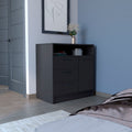 Dresser With Spacious 3 Drawer And Single Door Storage Cabinet, Black Black Solid Wood Mdf Engineered Wood