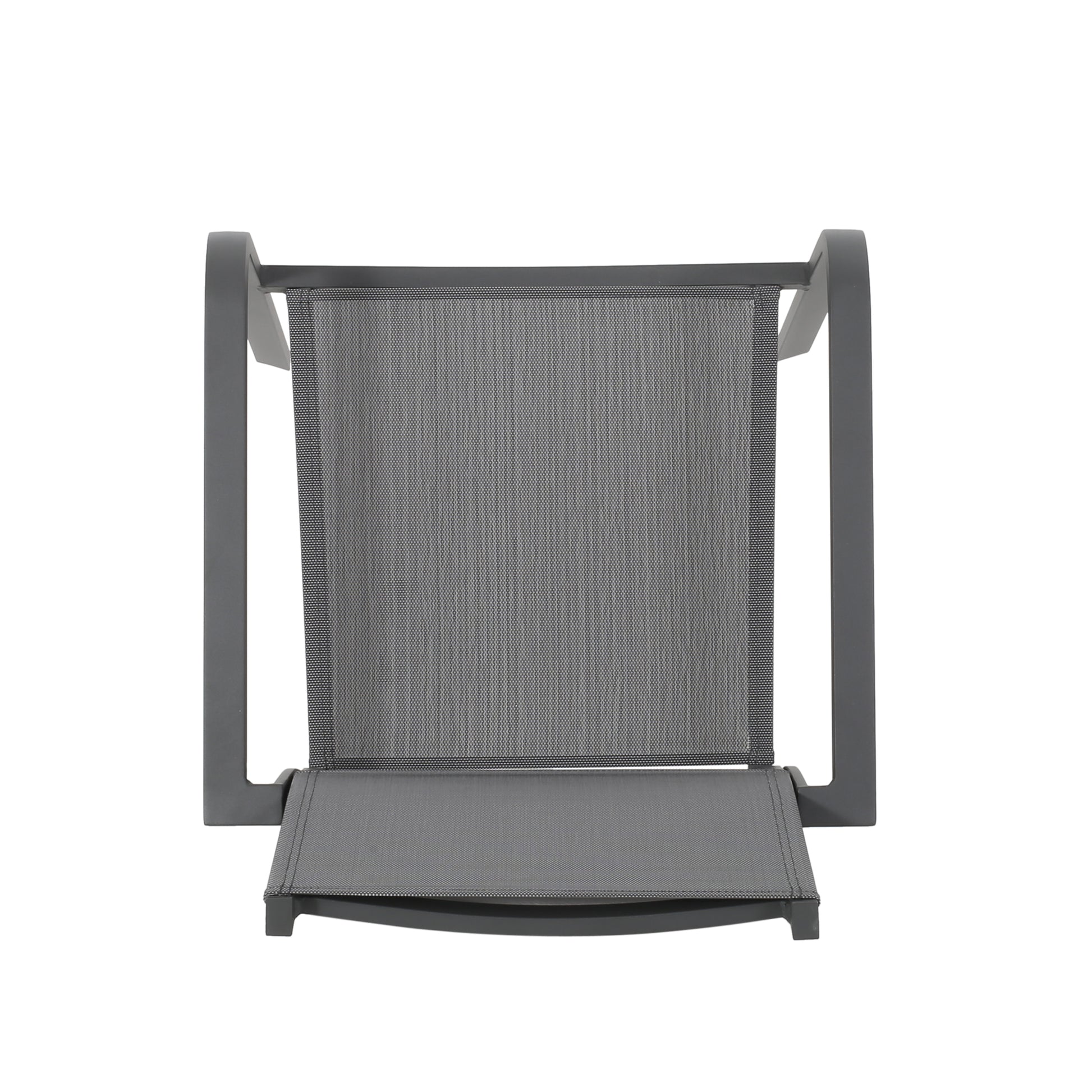 Outdoor Modern Aluminum Dining Chair With Mesh Seat Set Of 2 , Metal Gray And Dark Gray Gray Aluminium