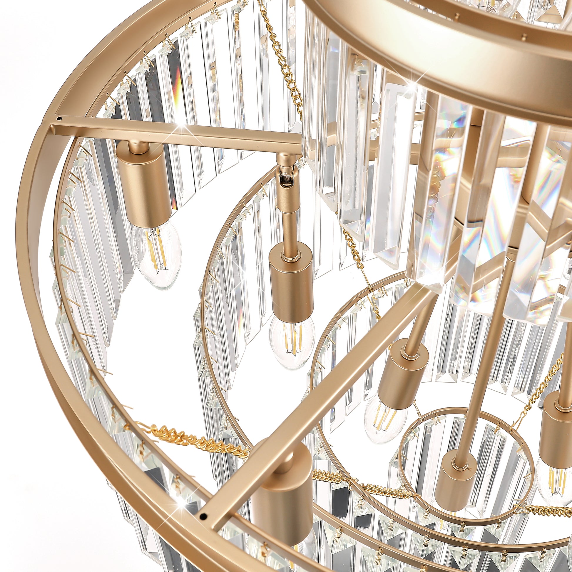 Golden Luxury Crystal Chandelier Modern Chandeliers Lights Fixture Hanging Pendant Light Fixture For Dining Room Bedroom Living Room Dia 23.6 Inch Gold Gold Crystal Iron