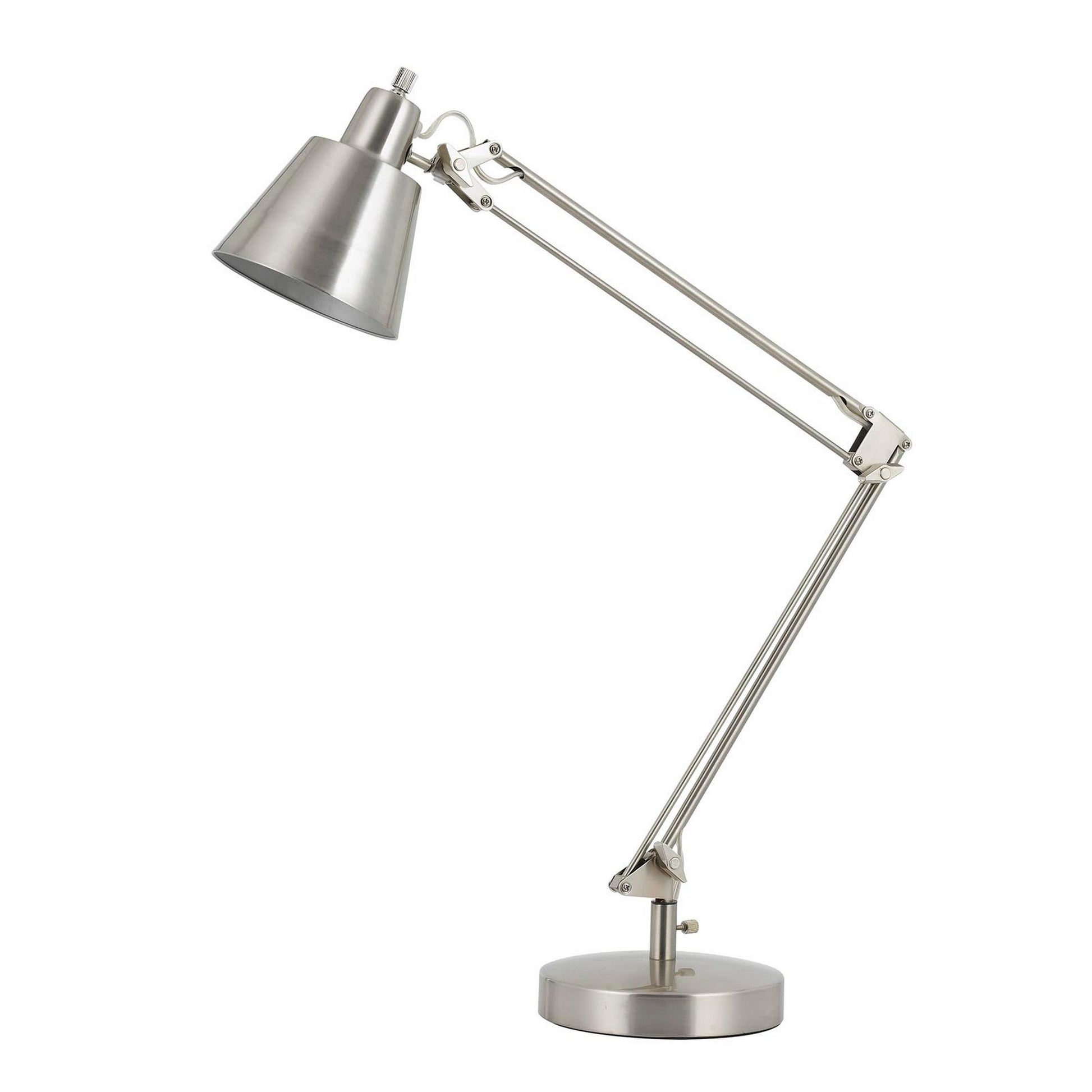 60W Metal Task Lamp With Adjustable Arms And Swivel Head, Set Of 2, Silver Silver Metal