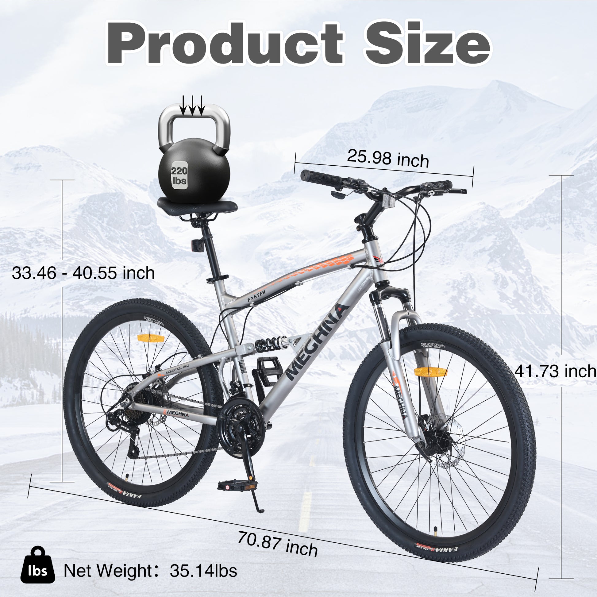 26 Inch Mountain Bike 21 Speed Dual Suspension Aluminum Alloy Frame For Men And Women'S Bike Cycling Grey Garden & Outdoor Aluminium Alloy