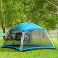 Outsunny 12' X 12' Screen House Room, 8 Person Camping Tent W Carry Bag And 4 Mesh Walls For Hiking, Backpacking, And Traveling, Easy Set Up, Sky Blue Blue Polyester