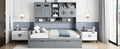 Full Size Wooden Daybed With 2 Drawers, And All In One Cabinet And Shelf, Gray Full Gray Wood