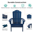 Key West Outdoor Plastic Wood Adirondack Chair, Patio Chair For Deck, Backyards, Lawns, Poolside, And Beaches, Weather Resistant, Blue Blue Polyethylene