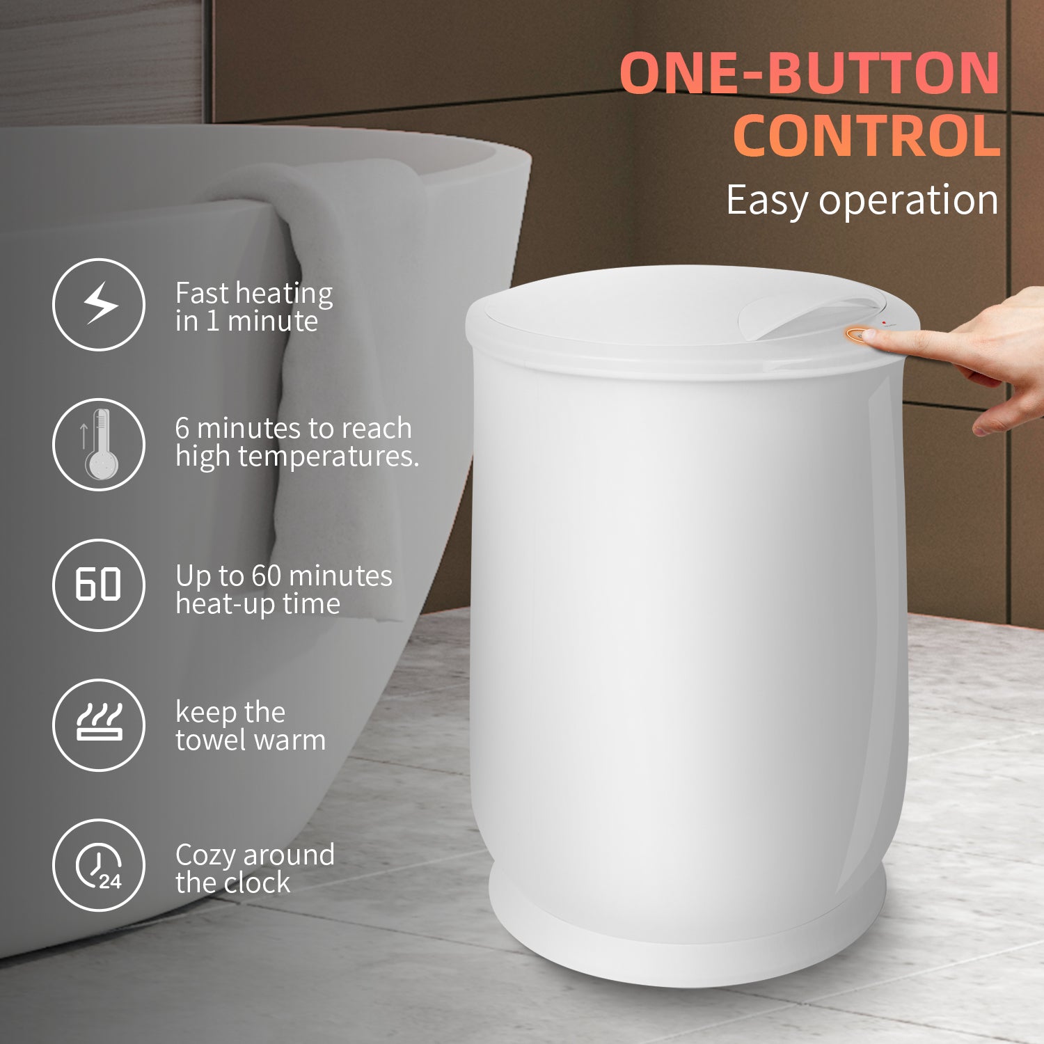 Towel Warmers, Luxury Bucket Towel Warmers, Large Towel Warmers For The Bathroom, Fits Up To 2 Oversized Towels, Bathrobes, Blankets, Pjs And More. White Plastic