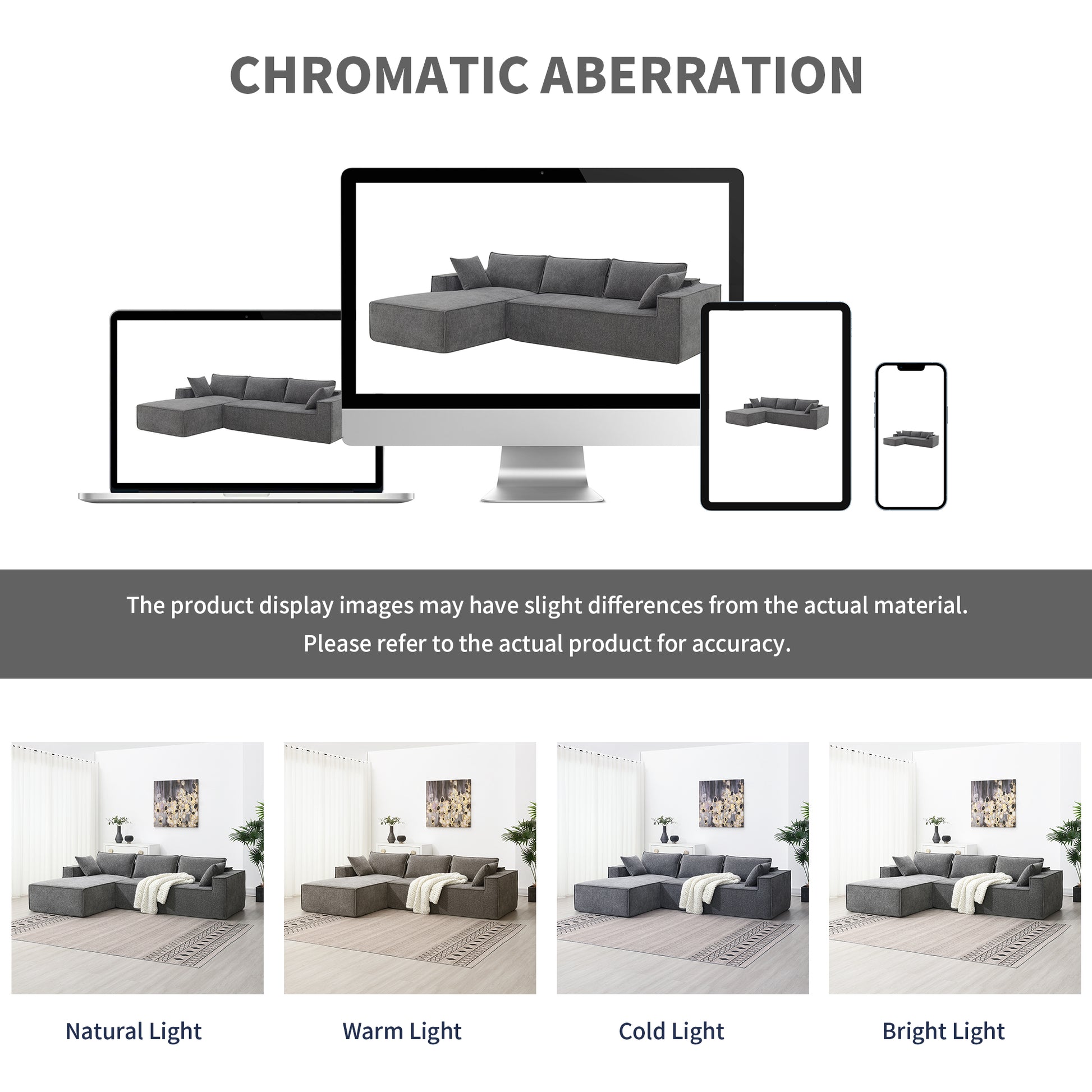 111.5*72"Minimalist Style Modular Sectional Sofa,Wrinkle Resistant Chenille Couch Set,L Shaped Sleeper Sofa Bed For Living Room,2 Pic Free Combination,No Assembly Require,3 Colors Gray Chenille 4 Seat