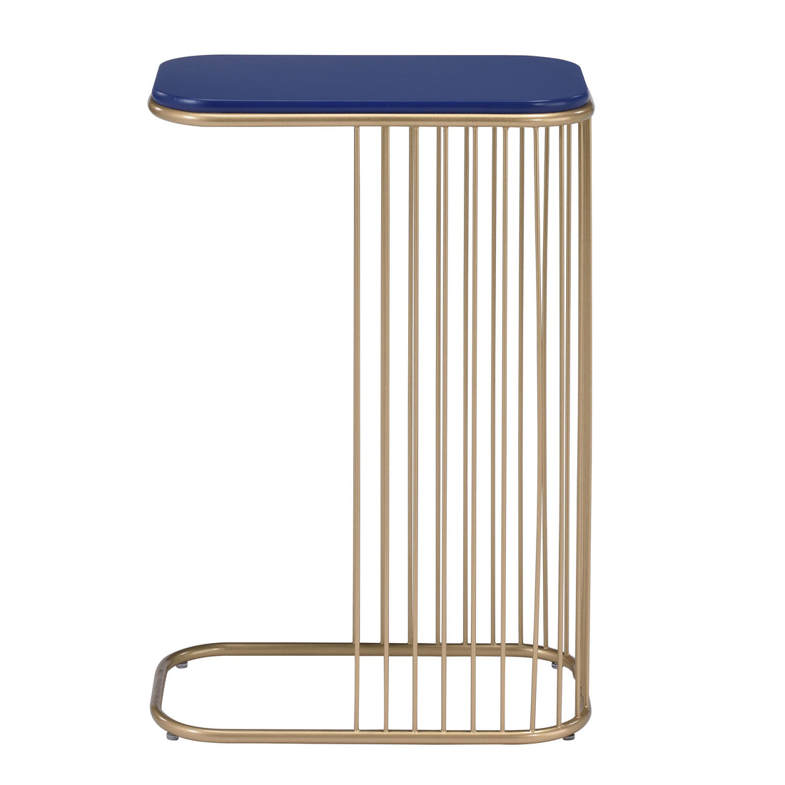 Blue And Gold C Table With Metal Base Blue Gold Primary Living Space Contemporary Rectangular Wood Metal Sled