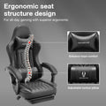 Gaming Chair With Speakers, High Back Computer Chair With Footrest, Lumbar Support And Headrest, Big And Tall Gamer Chairs With Heavy Duty Base Linkage Armrests For Adults Nylon Black Foam Faux