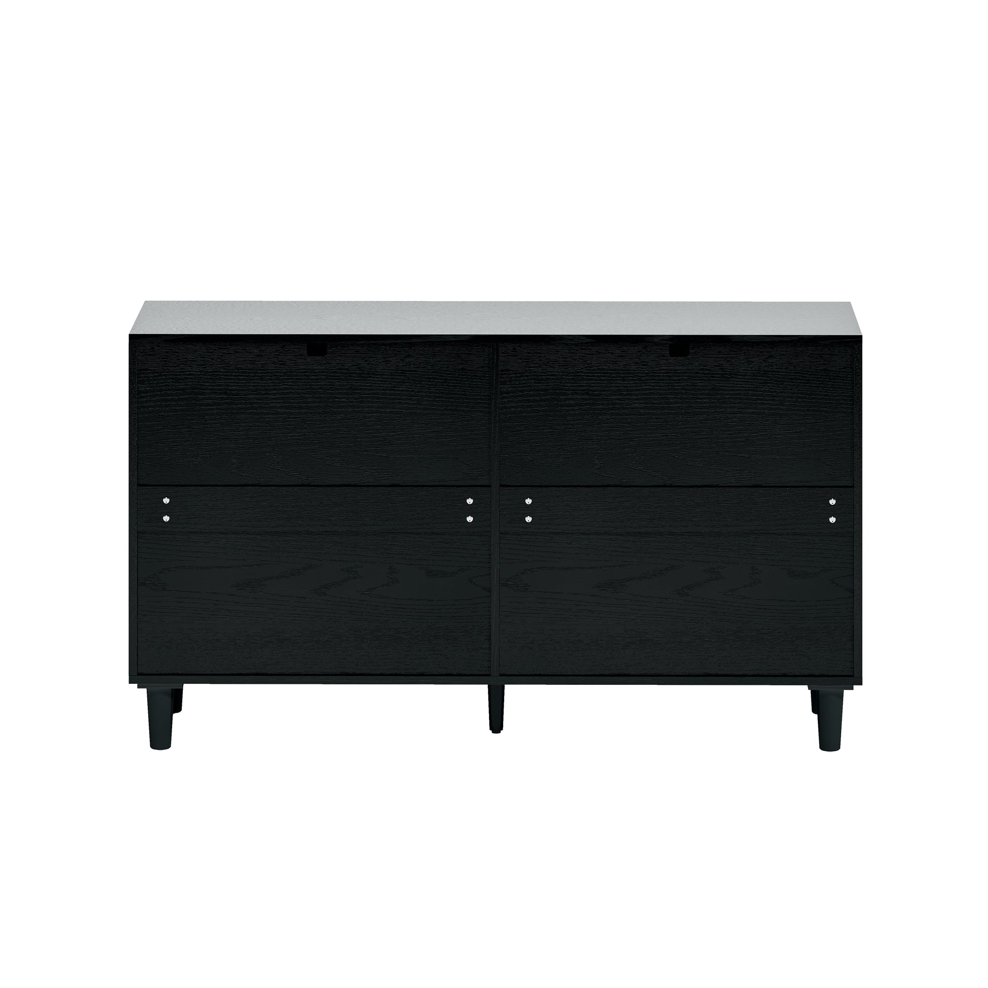 51" Rattan Dresser For Bedroom, 6 Drawer Dresser, Clothes Storage Cabinet For Bedroom, Metal Handle&Wood Legs For Hallway, Living Room, Bedroom,Black Black Mdf Metal