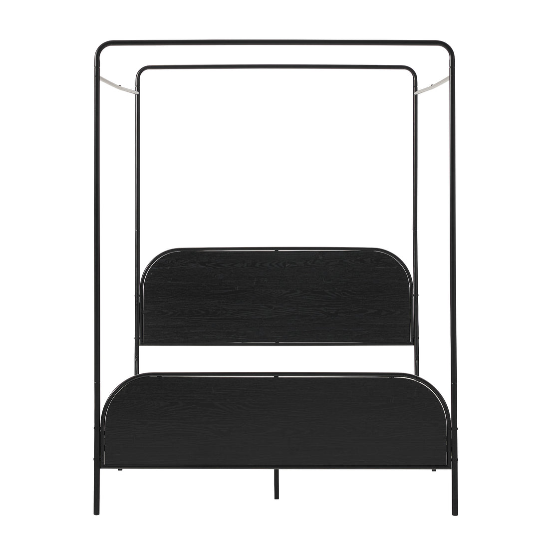 Modern Metal And Wood Canopy Queen Bedframe Black Queen Black Mdf Steel
