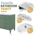 30'' Bathroom Vanity With Top Sink, Modern Bathroom Storage Cabinet With 2 Drawers And A Tip Out Drawer, Freestanding Vanity Set With Mirror Cabinet, Single Sink Bathroom Vanity 3 Green 2 4 Adjustable Hinges Bathroom Freestanding Solid Wood Mdf Resin