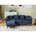 Arrived L Shaped Sectional Sofaconvertible Storage Ottoman,Chenille ,Square Arm, Modern Tufted Couch ,3 Seater, And Nailhead,Blue Blue Polyester Wood Primary Living Space Medium Soft Tufted Back Modern Square Arms Metal & Wood 4 Seat