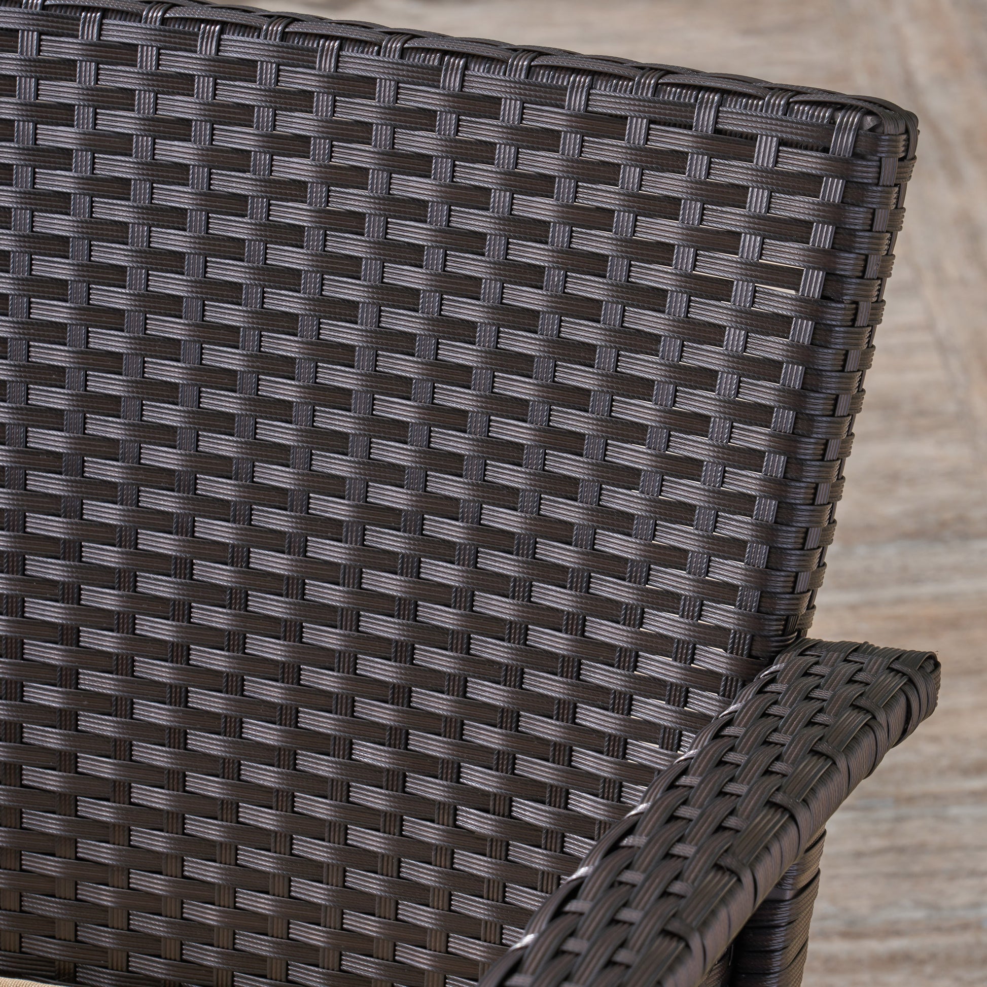 St Lucia Chair Brown Tan Pe Rattan Iron Waterproof Fabric