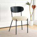 Modern Grey Simple Pu Dining Chair Upholstered Chair Family Bedroom Stool Back Dressing, Black Round Table Set, Bentwood Covered With Ash Veneer Chair Back, Chair Black Metal Legs Set Of 3 Black Mdf