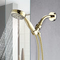 Polished Gold Wall Mounted Handheld Shower Head With 5 Adjustable Settings And Hose Polished Golden Stainless Steel